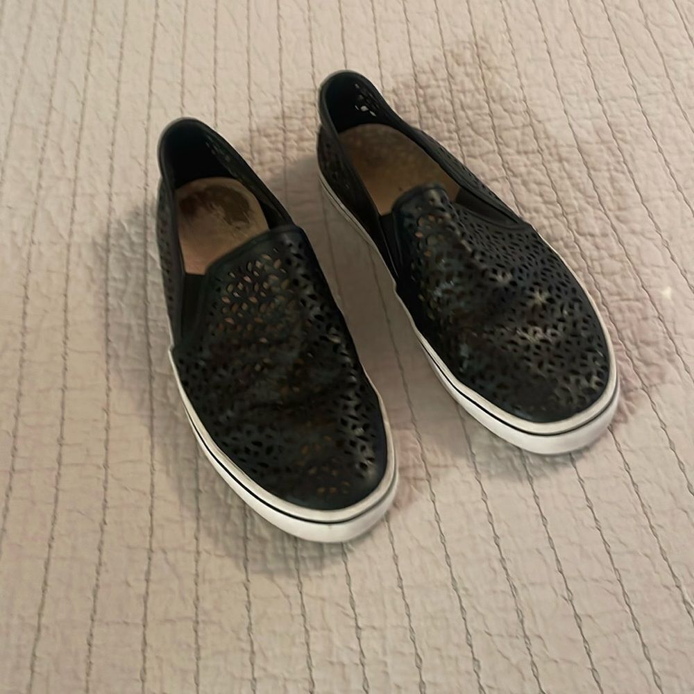 Kate Spade Serena Eyelet Leather  Black Perforated Slip-On Sneakers size 11